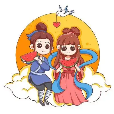 节人物素材情侣七夕人物七夕牛郎织女卡通手绘七夕节人物素材情侣七