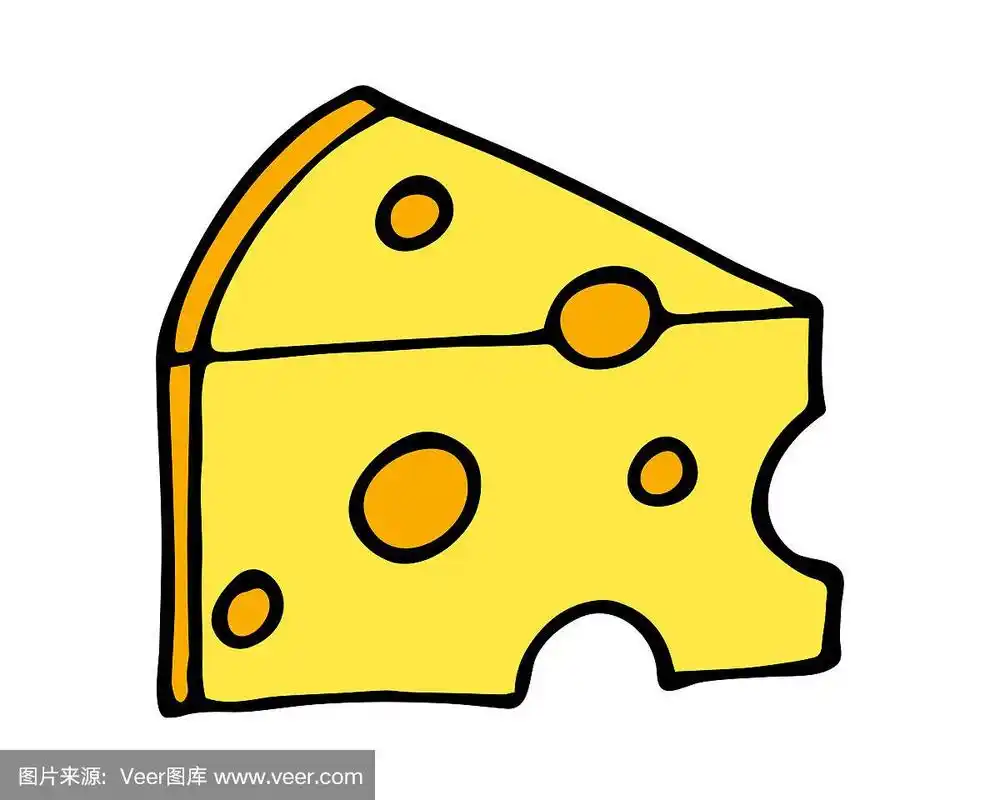 手绘的部分奶酪卡通涂鸦,孤立在白色
