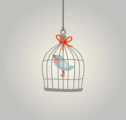 可爱卡通笼中鸟矢量素材