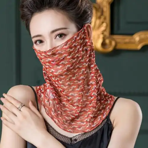 斐珺服饰配件新品夏季防嗮面纱面纱挂耳丝巾女式百搭蒙面巾薄遮阳防晒