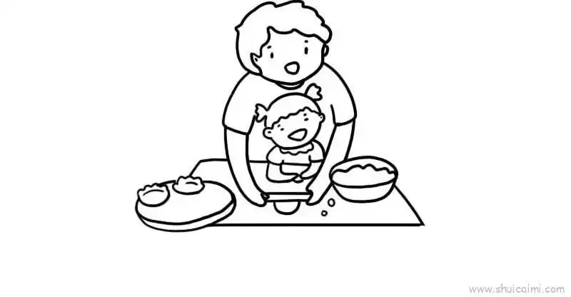 包饺子儿童画怎么画 包饺子简笔画画法