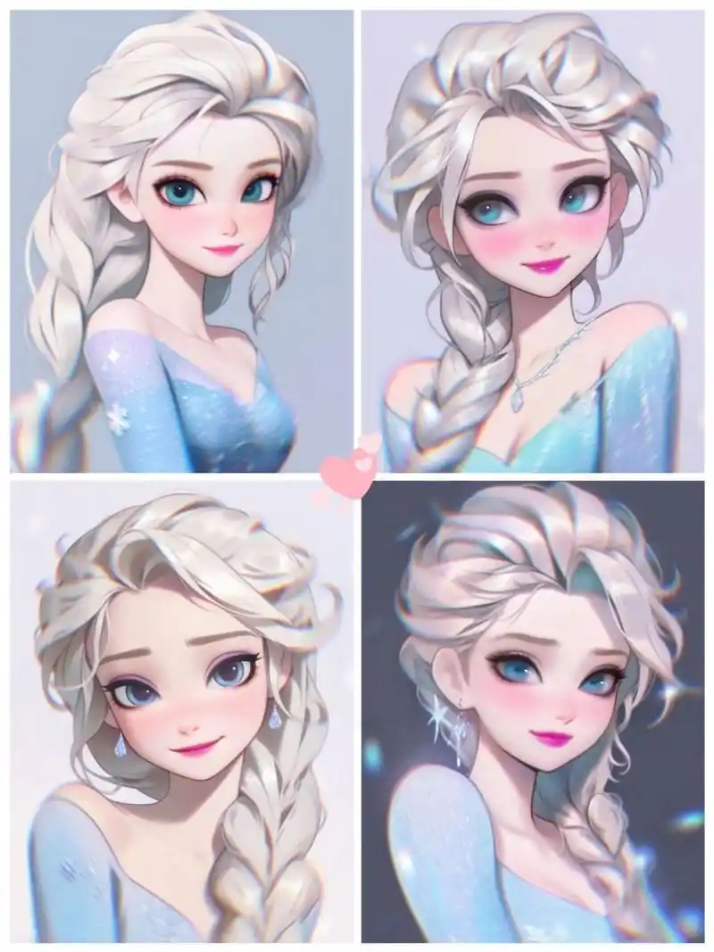 迪士尼冰雪女王艾莎丨可爱气质头像丨附教程 艾莎外表高贵优雅,冷若