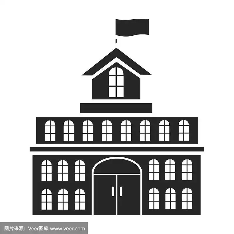 政府图标在黑色风格孤立在白色背景.建筑