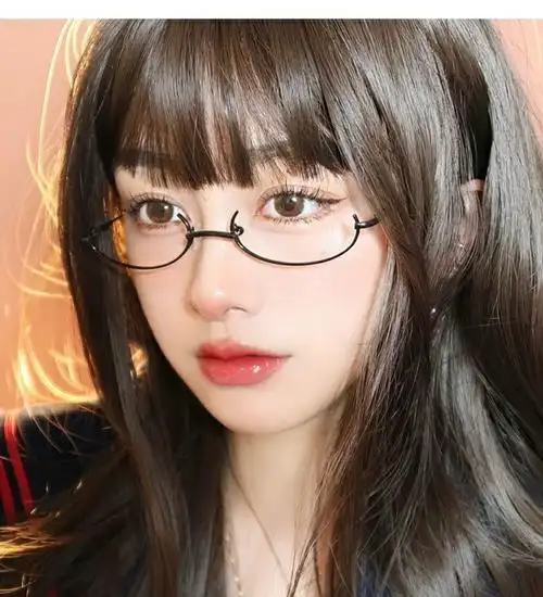喜圣多新品朋克眼镜网红下半框眼镜框女日系二次元御姐软妹装饰无边框
