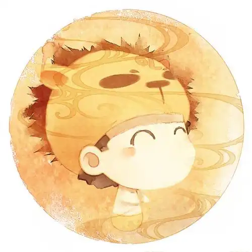 脸朝右上的狮子座男生圆头像