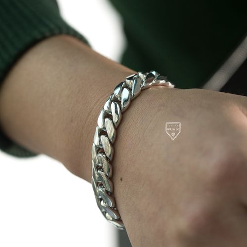 手链素银古巴wbj定制珠宝13mm手链