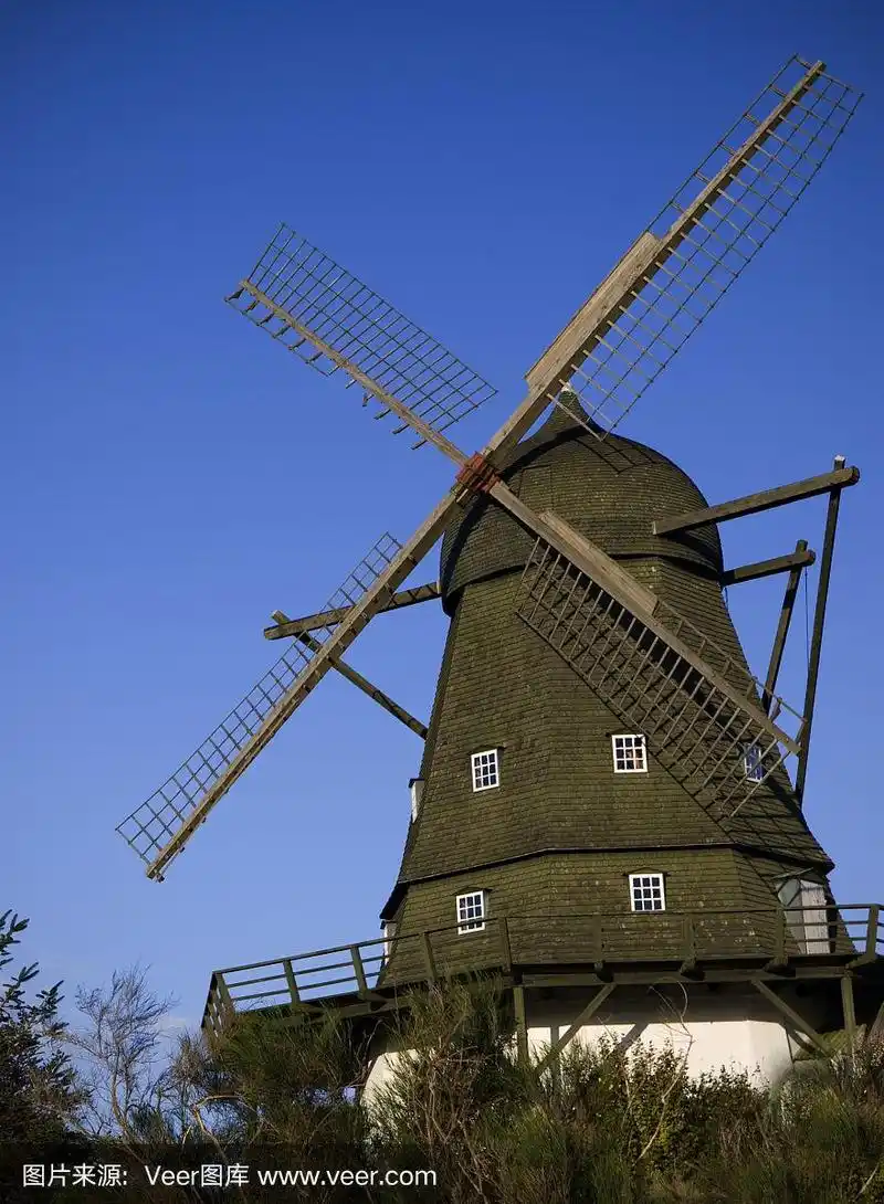 丹麦用于农业的古老的木制风车