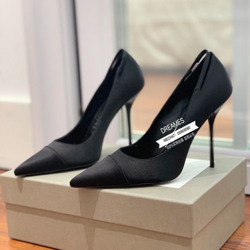 欧洲站2022春夏新款绸缎尖头细跟高跟单鞋包邮女名媛气质单鞋女鞋