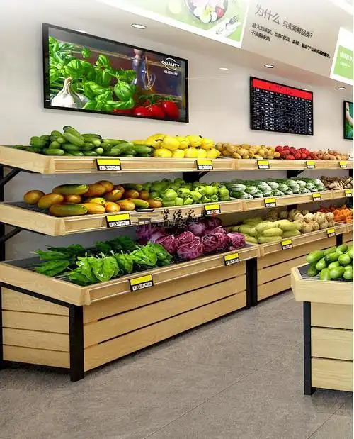 贤俊钱大妈蔬菜货架展示架生鲜水果架超市果蔬架靠墙不锈钢多层单双面
