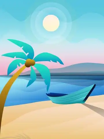 原创阳光海滩蓝色风景渐变插画 插画素材