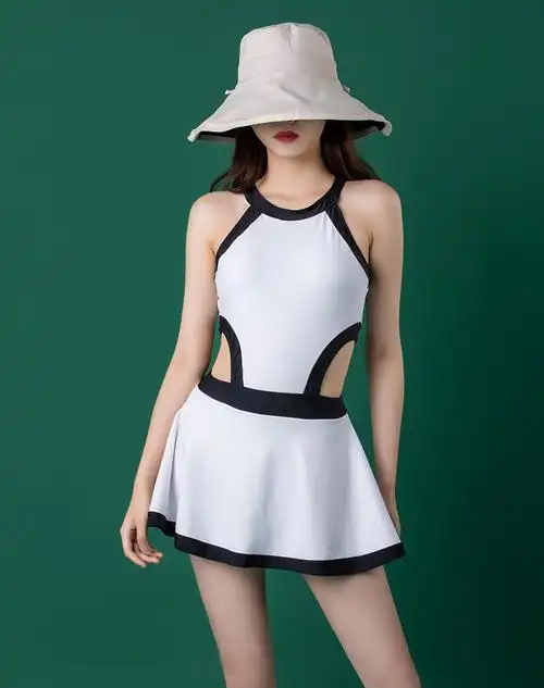 高端品质轻奢女王素衣简约特价白色性感连体裙式遮肚显瘦游泳衣2020