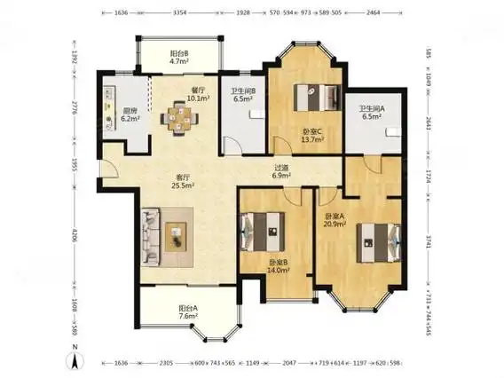 合生国际城大三房高楼层自己装修视野很赞户型好南北通