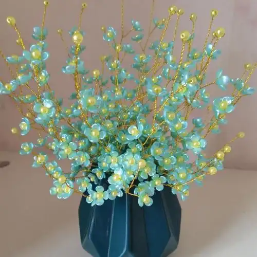 幸福花diy串珠 abs工艺手工材料包非四叶花珠子梅花花束 薄荷蓝花瓣