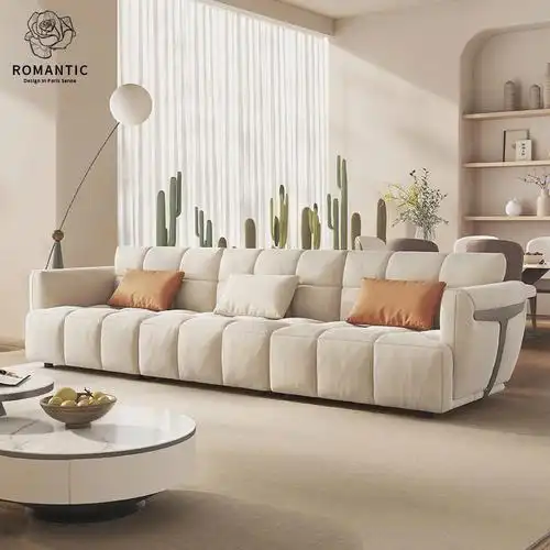 真皮沙发客厅直排三人位意式极简北欧现代轻奢侘寂风网红模块沙发