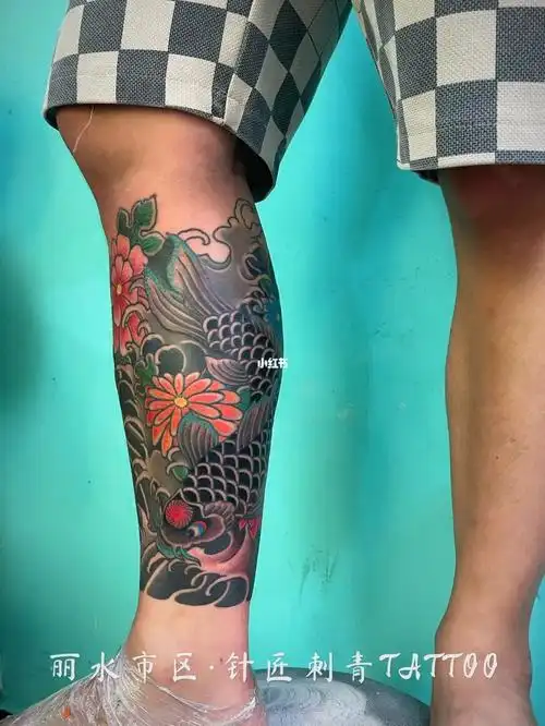 日式包小腿纹身