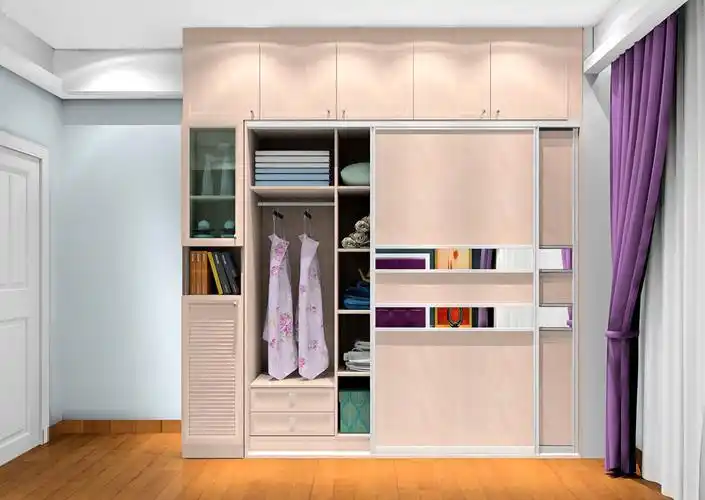 粉色推拉门组合衣柜效果图 满满的温暖