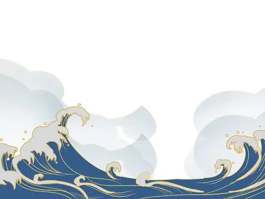 中国风手绘国潮海浪浪花png素材