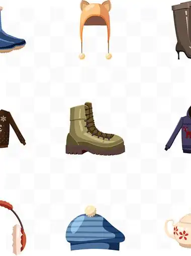 暖和的衣服图标设置9个温暖的衣裳的动画片例证 i>导 /i> i>航 /i>网