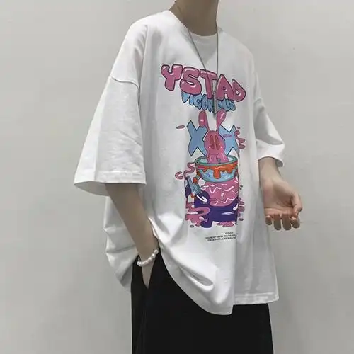 2021新款彩绘涂鸦短袖t恤男潮牌潮流ins超火设计感情侣半袖上衣服