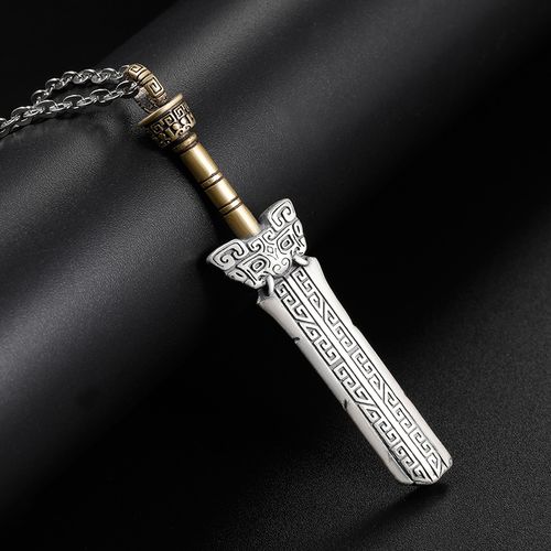纯银断剑项链男潮简约百搭吊坠森系私人定制项链