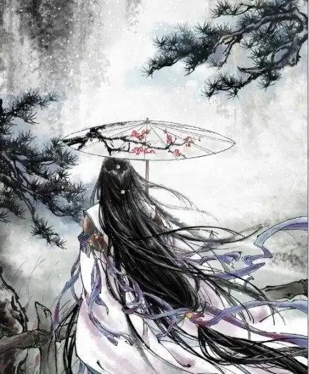 古风水墨白衣女子撑伞图片女子撑伞古风图最好是背影的这