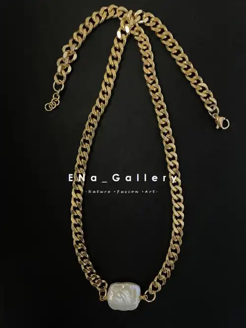 小众饰品古巴链搭配巴洛克珍珠又a又飒