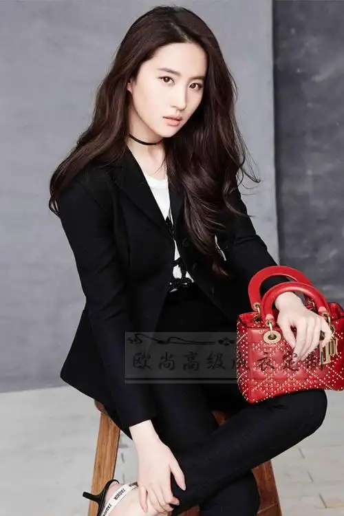 高级定制刘亦菲同款黑色职业羊毛西装套装小脚职业女裤套装