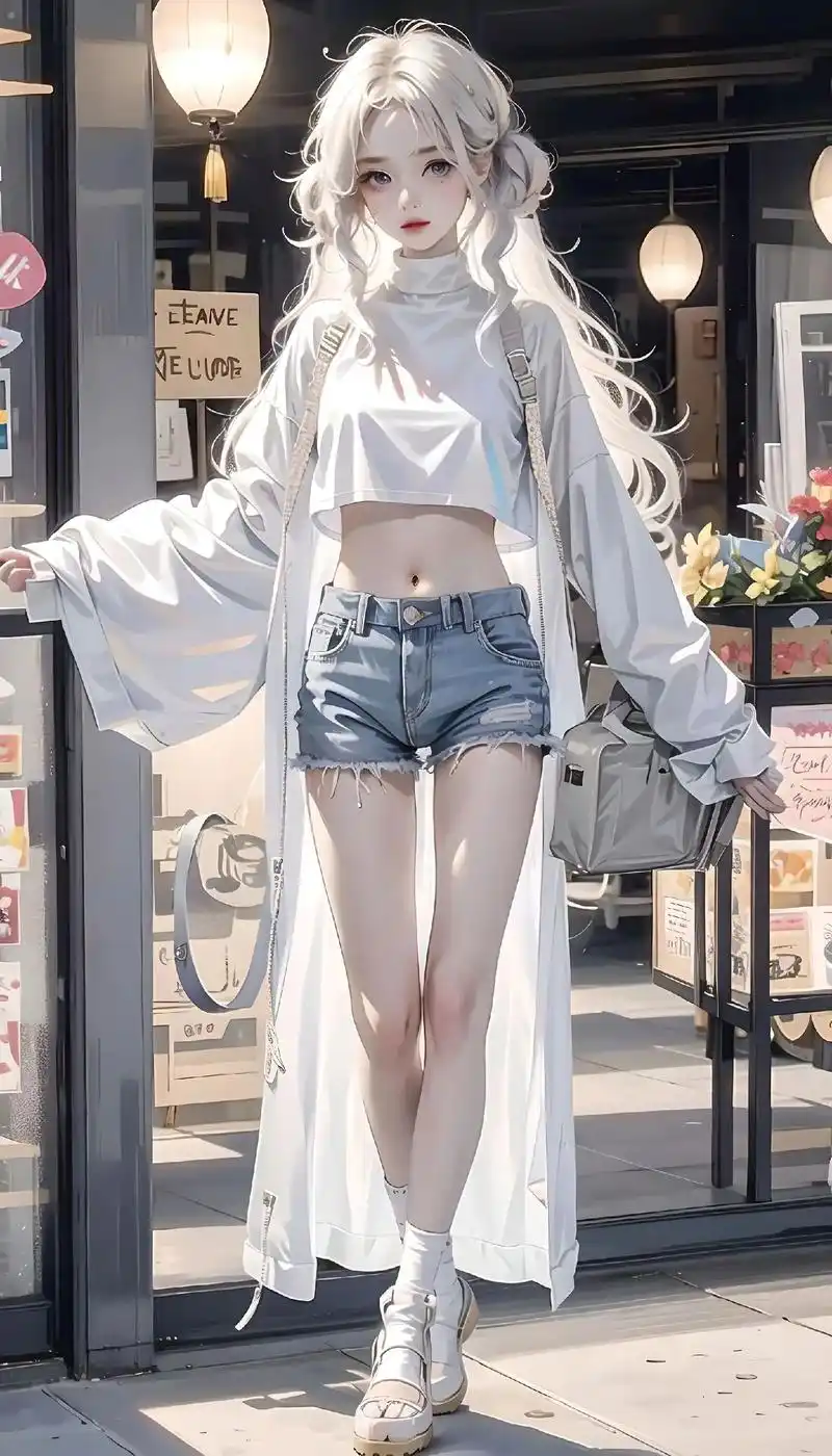 白发双马尾穿搭泰裤辣.#二次元美图 #ai绘画#穿搭 #屏保 - 抖音