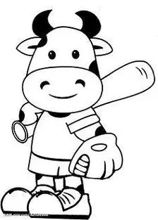 牛拟人简笔画涂色