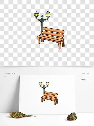 卡通手绘线条公园 i>长 /i> i>椅 /i> i>路 /i> i>灯 /i>