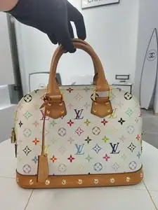lv路易威登alma白三彩老花铆钉贝壳包