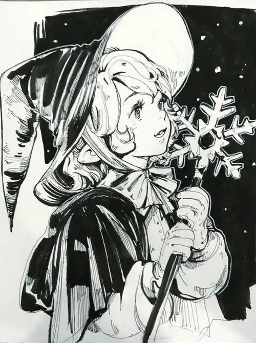 黑白动漫线稿,很好的临摹素材