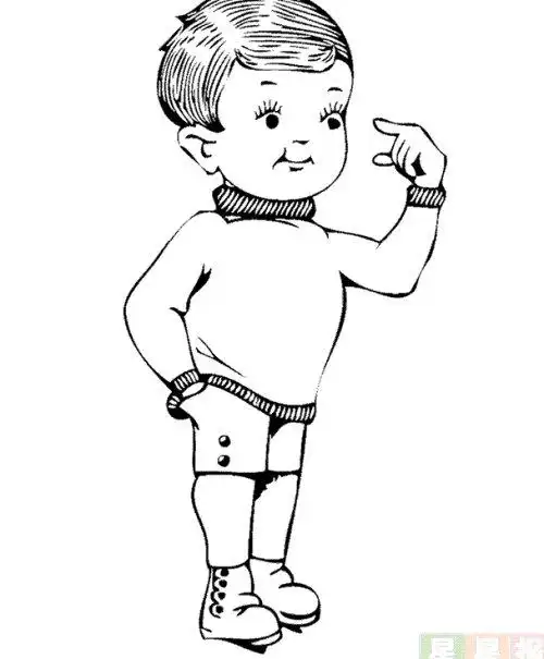 小男孩简笔画侧身