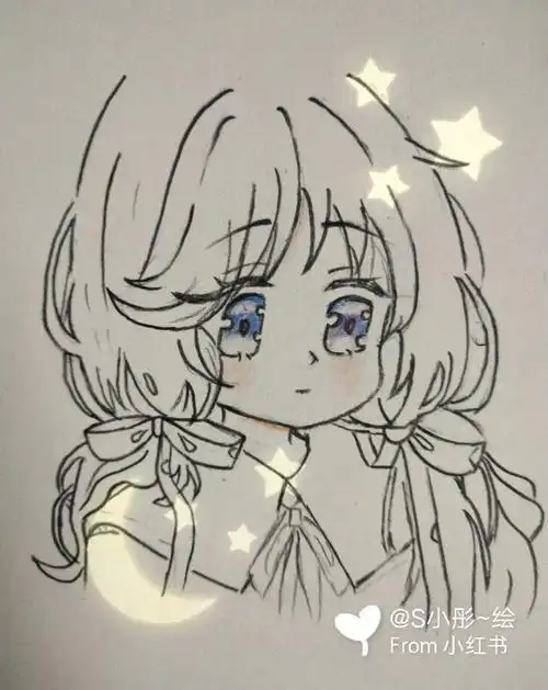 动漫女孩绘画过程