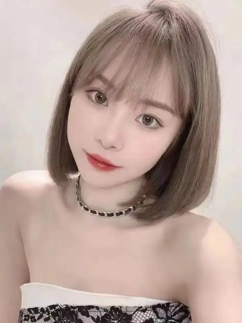 齐肩小短发77奶茶棕色