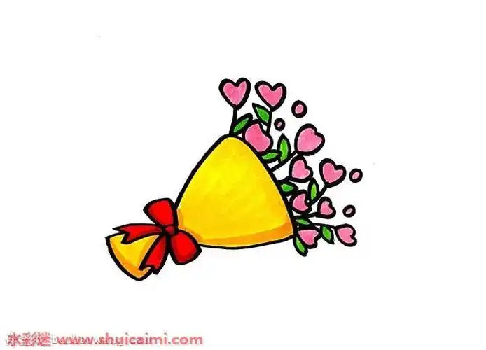 彩色简笔画花束