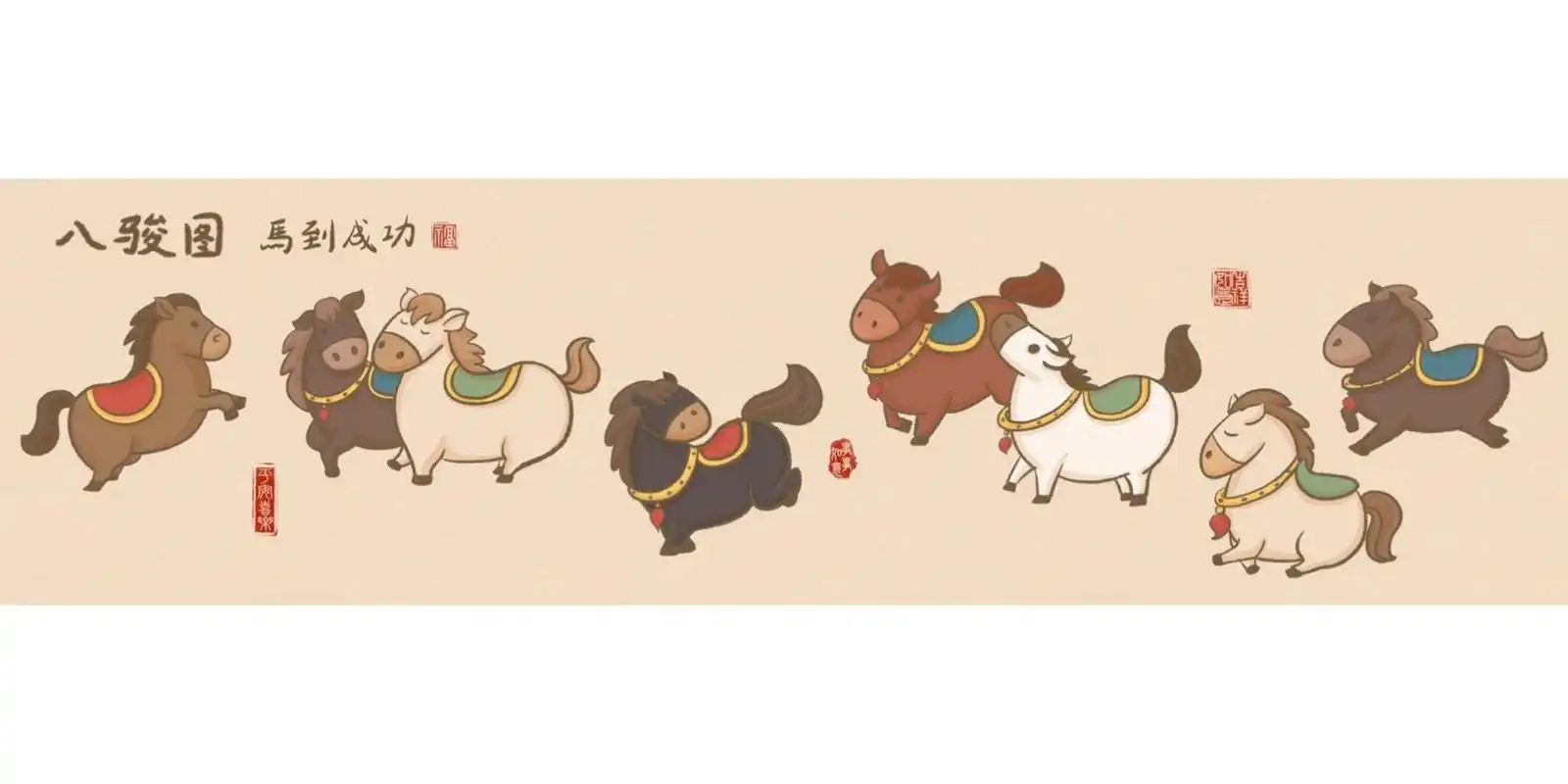 可爱版八骏图