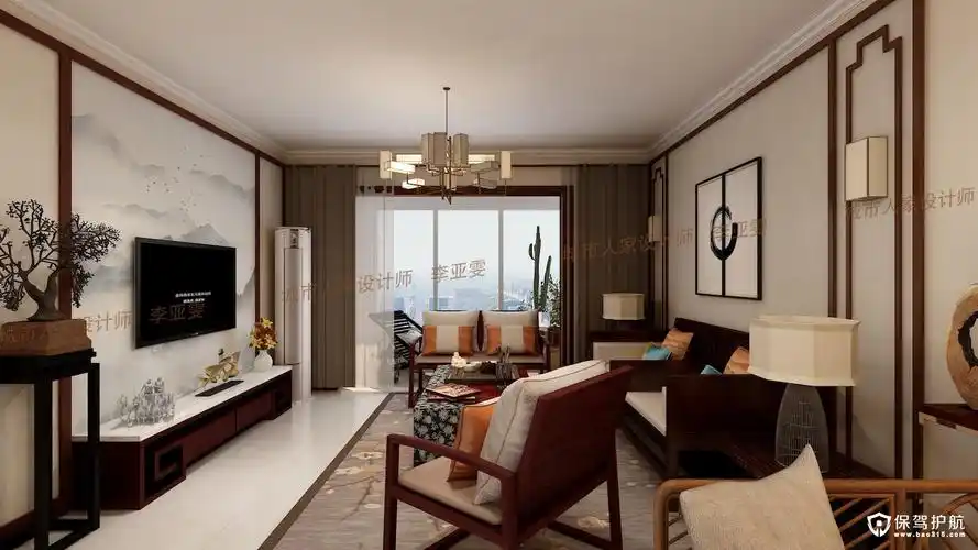 中铁阅峰115平三居室新中式家装效果图片-房屋装修套图-保驾护航装修