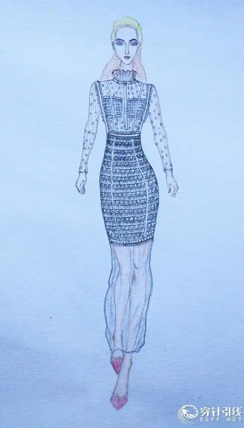 蕾丝连衣裙-服装画/服装设计手稿 - 穿针引线服装论坛