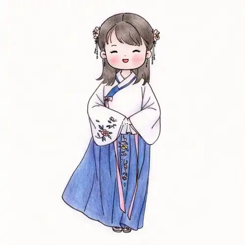 古风简笔画一个古风小姑娘