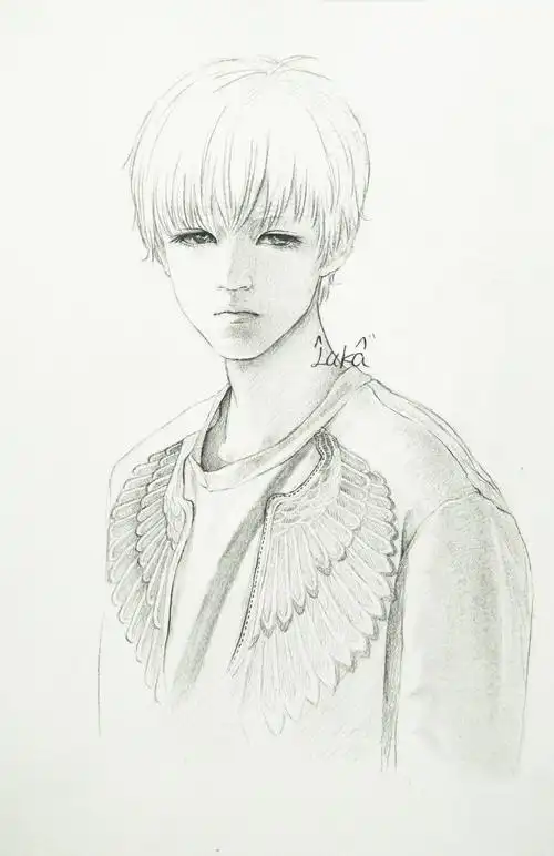 简笔画 手绘 素描 线稿 700973 竖版 竖屏王俊凯手绘图. cr