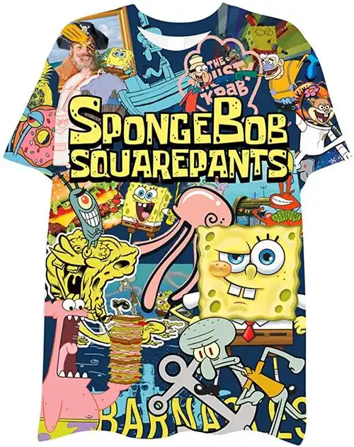 男士海绵宝宝经典衬衫 - 海绵宝宝,帕特里克和克鲁斯蒂克拉布升华全身