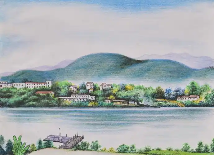 《白石窑水电站一角》  彩铅画      李永青