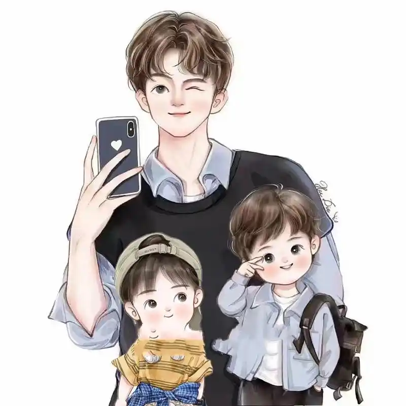 一家四口两男娃亲子头像背景