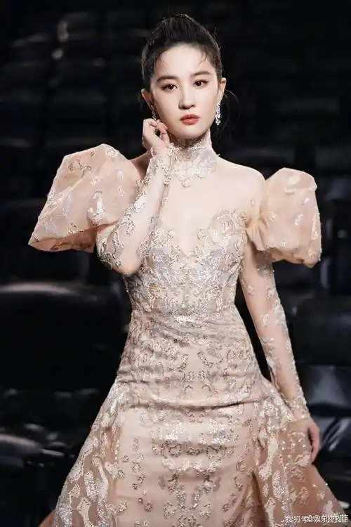 刘亦菲一袭金色刺绣抹胸公主裙华贵优雅精致美艳-搜狐大视野-搜狐新闻