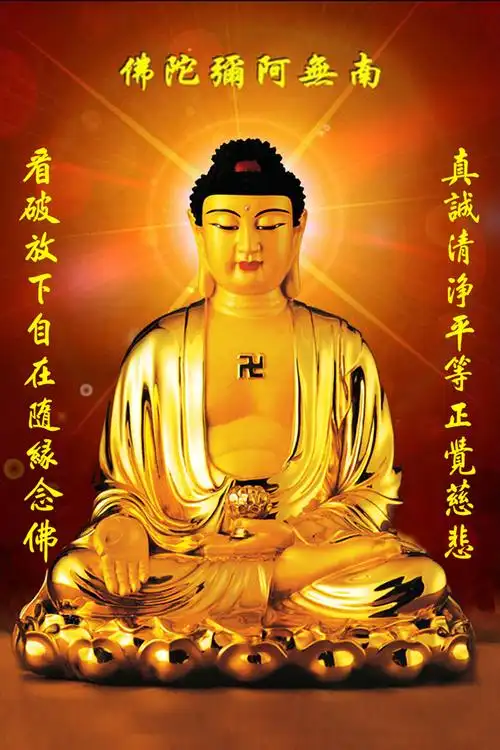 欧斯若佛心阁坐像金身南无阿弥陀佛画像佛像挂画卷轴丝绢相纸画像0201