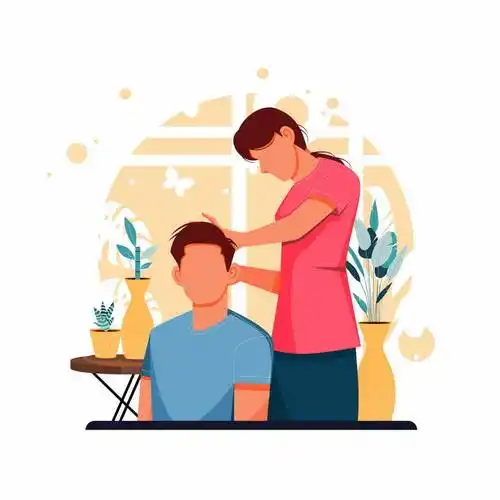 在理发店里剪头发的男人手绘插画8173841矢量图片免抠素材