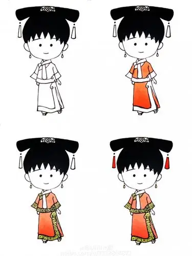 小丸子版古代宫女简笔画教程图片脑洞大开可爱搞笑版大明宫词小宫女