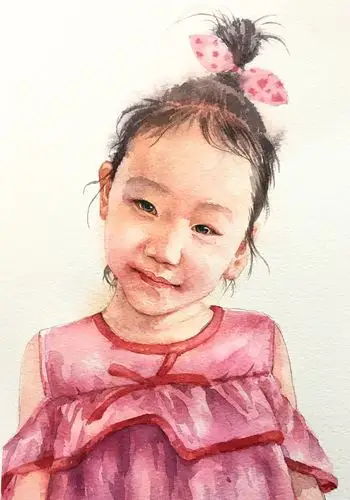 水彩人像之小女孩