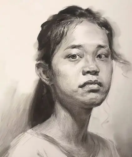 第二四七集 朱传奇教你画扎马尾辫神情坚毅的女青年素描头像